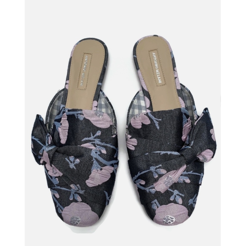 Antonio Melani Mohana Mules Blue Floral Slip-on Flats